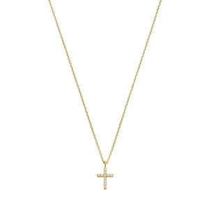 Ketting Cross Pavé Tag wit