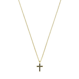 Ketting Cross Pavé Tag zwart