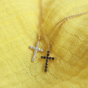 Ketting Cross Pavé Tag zwart