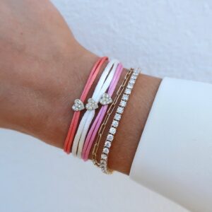 Satijnen armband Hart Pavé